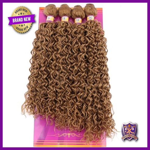 Synthetic Hair Weave 4 Bundles 16-20 Inches Kinky Curly Heat Resistant main image 6